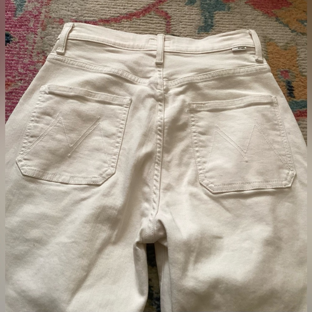 MOTHER Denim The Wrapper Patch Springy Ankle Jeans in Cream Puffs - Sz 28 - Picture 9 of 13